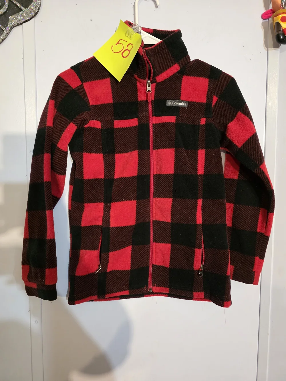 Columbia Red and Black Buffalo Plaid Fleece Jacket Childrens Size Medium